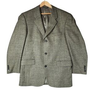 Vtg Claiborne Lambswool Blazer 40R The Bon Sport Coat Light Olive Green Birdseye